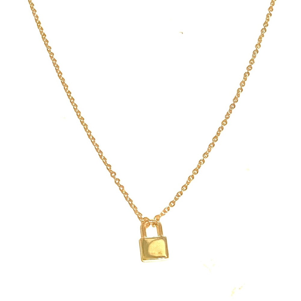 14kt Gold Sterling mini Lock Necklace